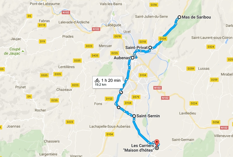 Ardeche du sud a velo itineraire1