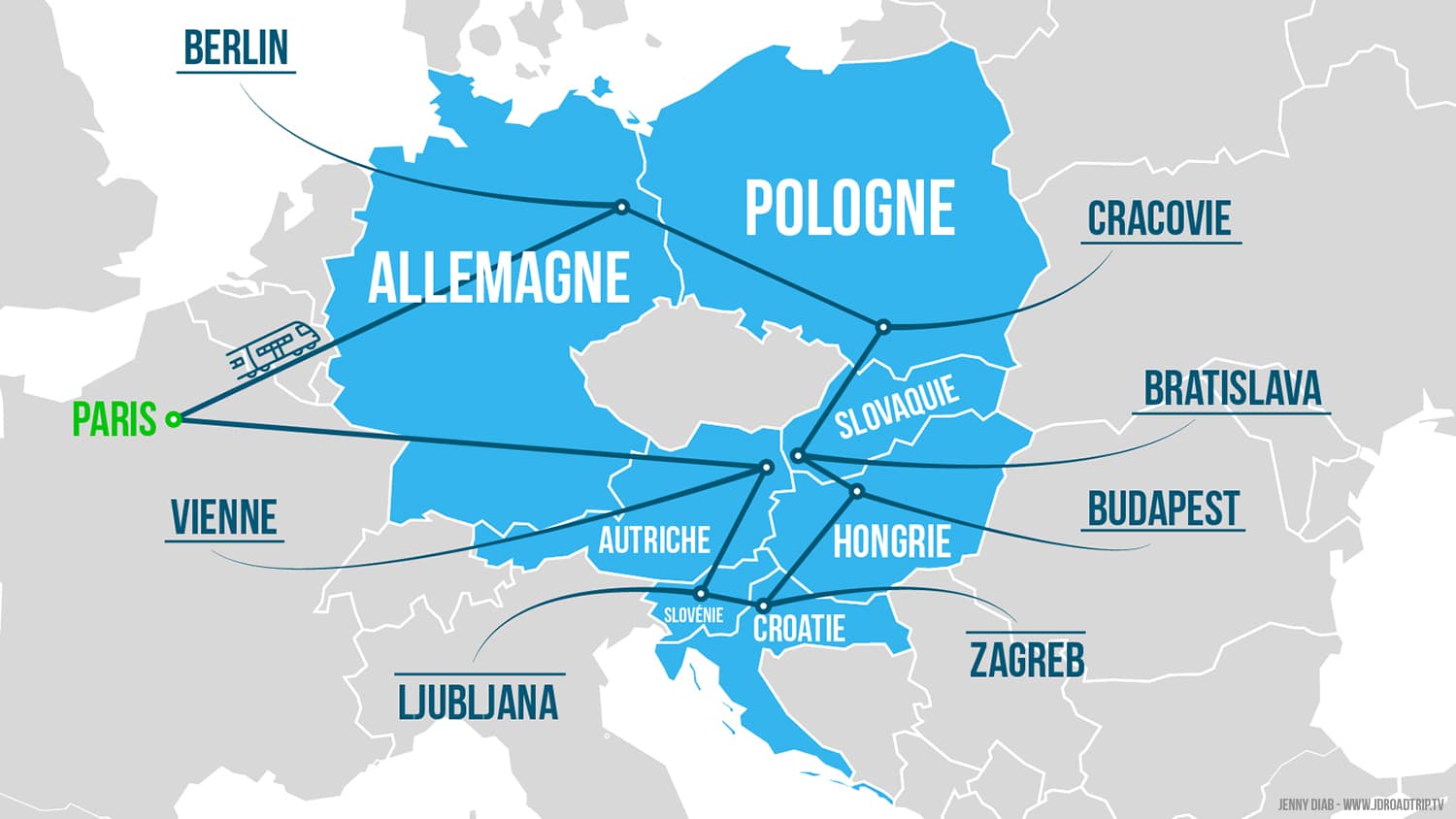 Map Europe interrail est 1