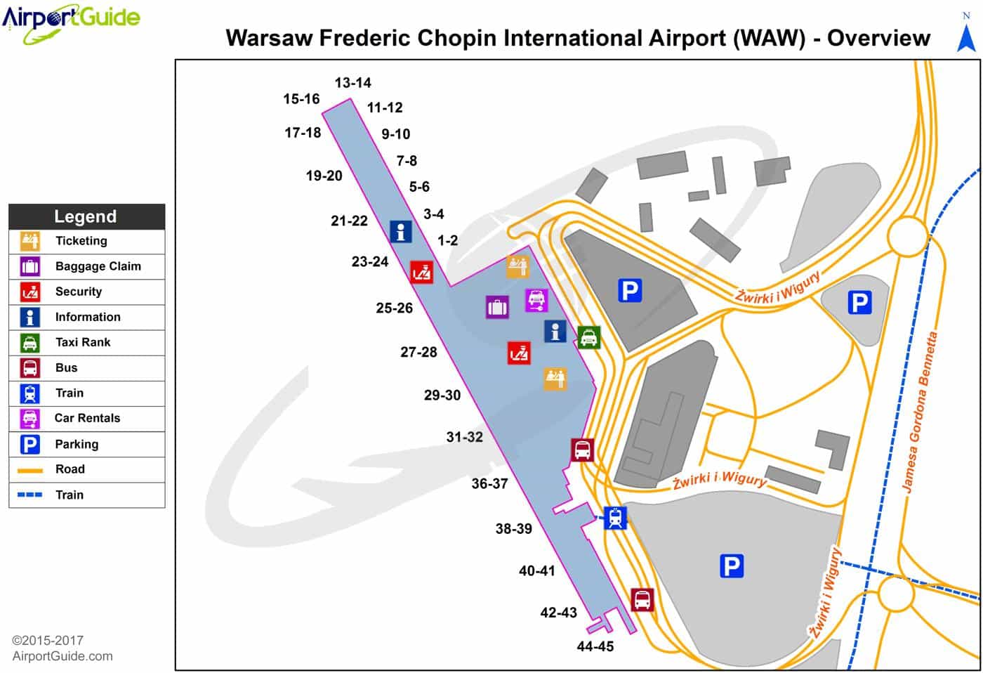Visiter Varsovie - Map aéroport Chopin