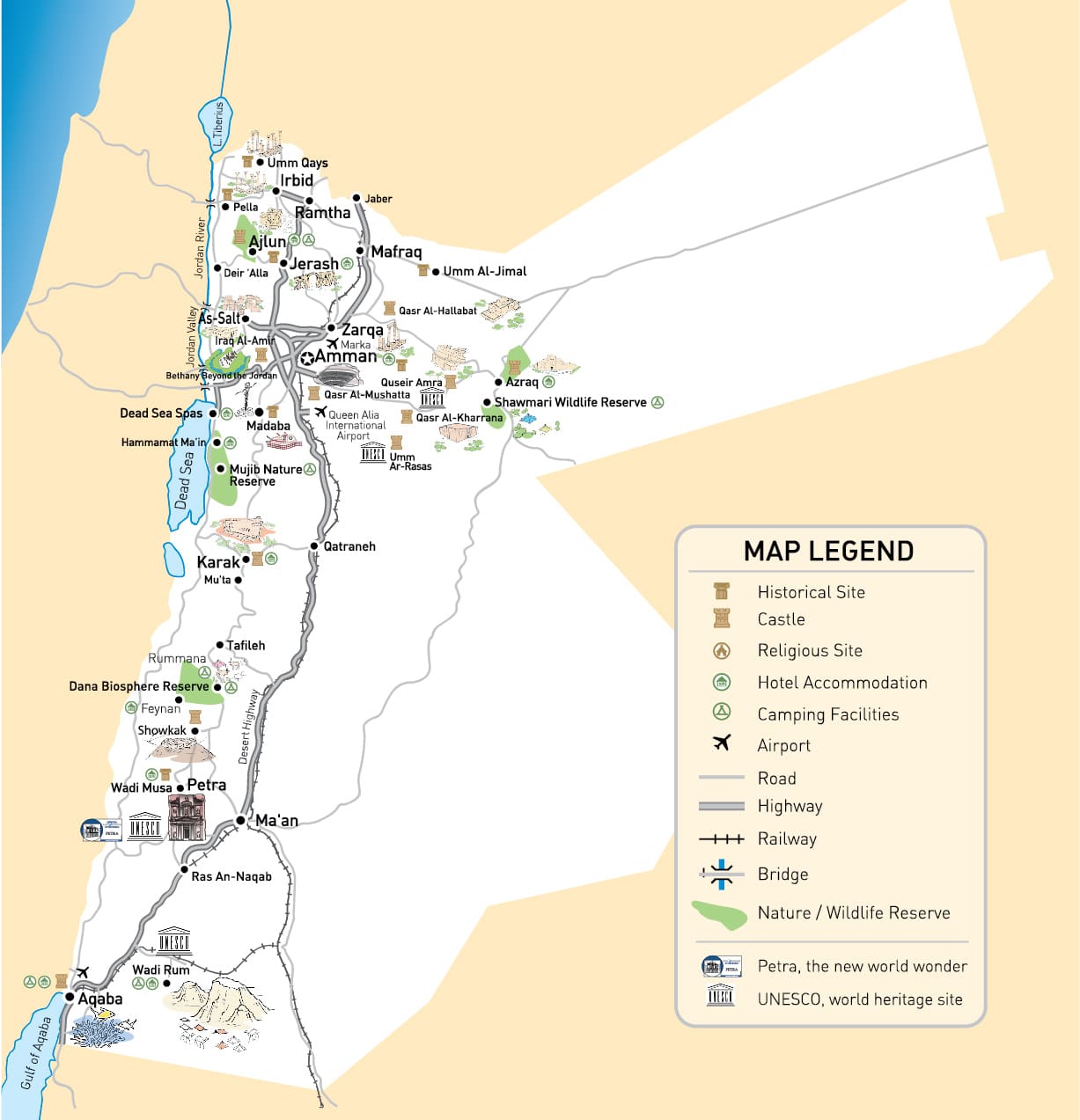 Visiter la Jordanie : Carte